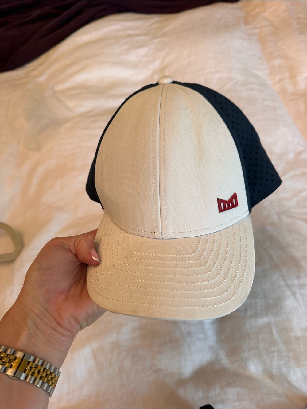 Melin Hydro A-Game Black Cap with Red & Blue Liner